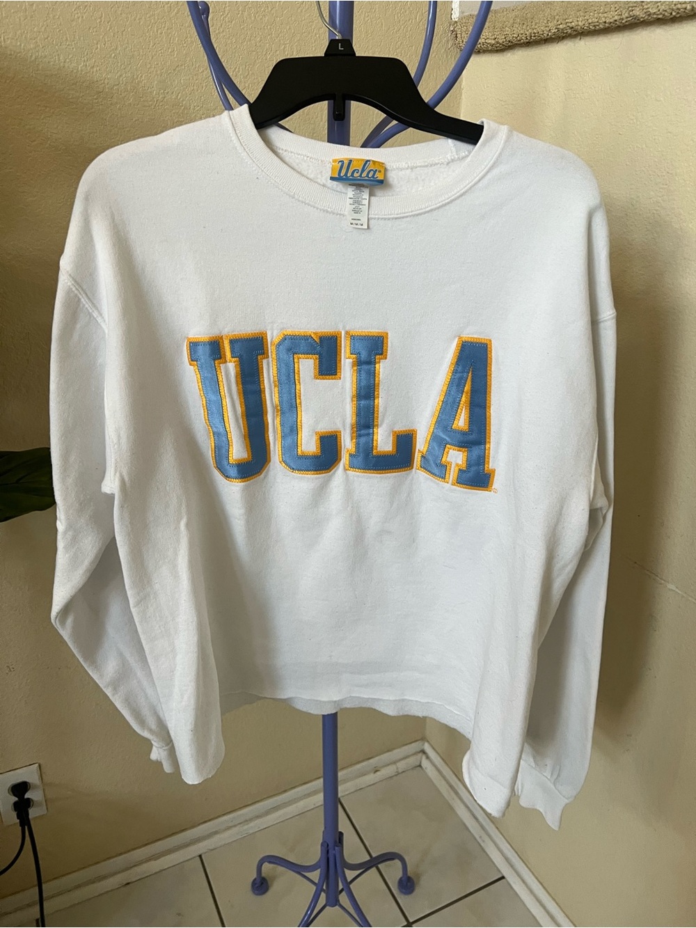 UCLA White Crewneck Sweatshirt with Blue & Gold Logo